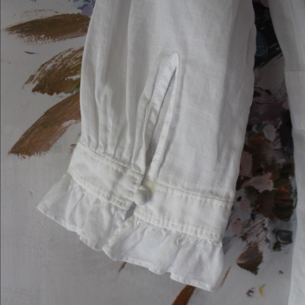 White Button Down Ruffled Blouse - Picture 3 of 5